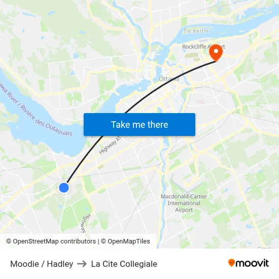 Moodie / Hadley to La Cite Collegiale map