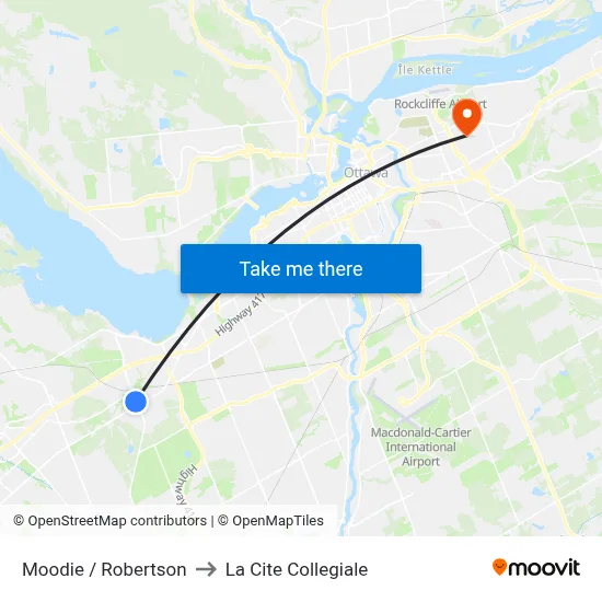 Moodie / Robertson to La Cite Collegiale map