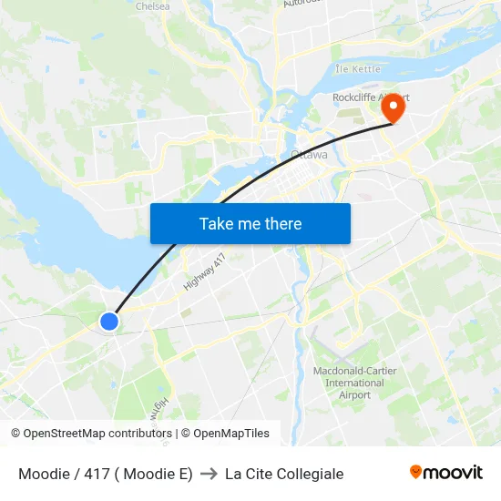 Moodie / 417 ( Moodie E) to La Cite Collegiale map
