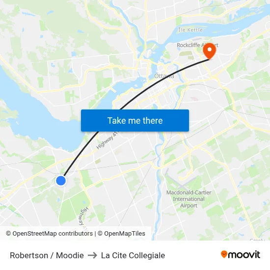Robertson / Moodie to La Cite Collegiale map