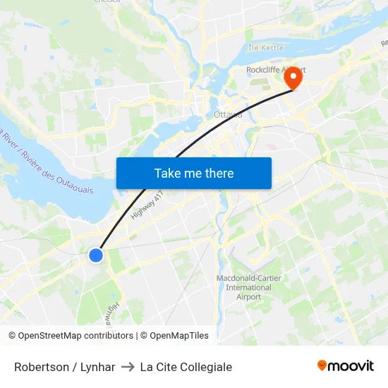 Robertson / Lynhar to La Cite Collegiale map
