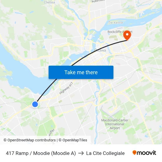 417  Ramp / Moodie (Moodie A) to La Cite Collegiale map