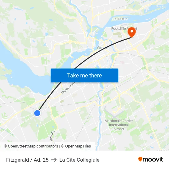 Fitzgerald / Ad. 25 to La Cite Collegiale map