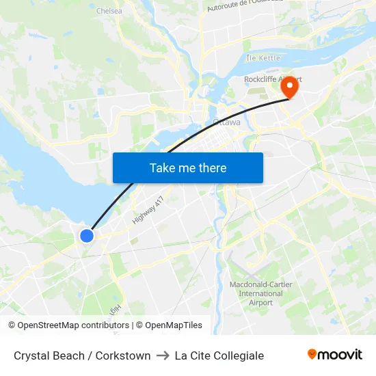 Crystal Beach / Corkstown to La Cite Collegiale map