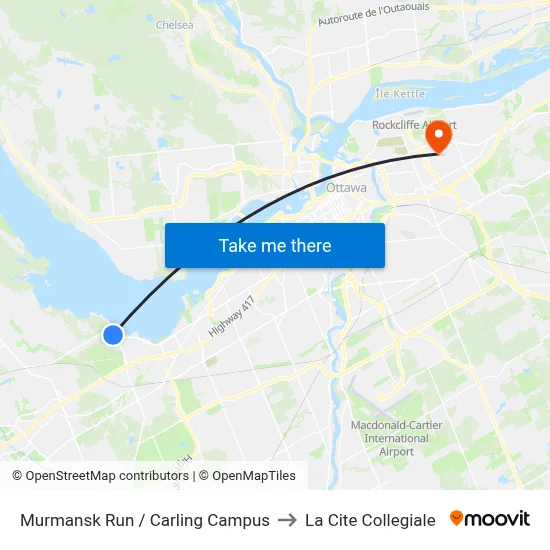 Murmansk Run / Carling Campus to La Cite Collegiale map