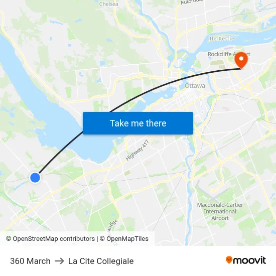 360 March to La Cite Collegiale map