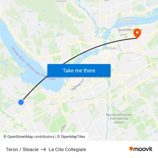 Teron / Steacie to La Cite Collegiale map