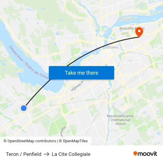 Teron / Penfield to La Cite Collegiale map