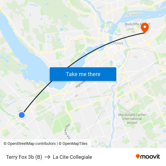 Terry Fox 3b (B) to La Cite Collegiale map