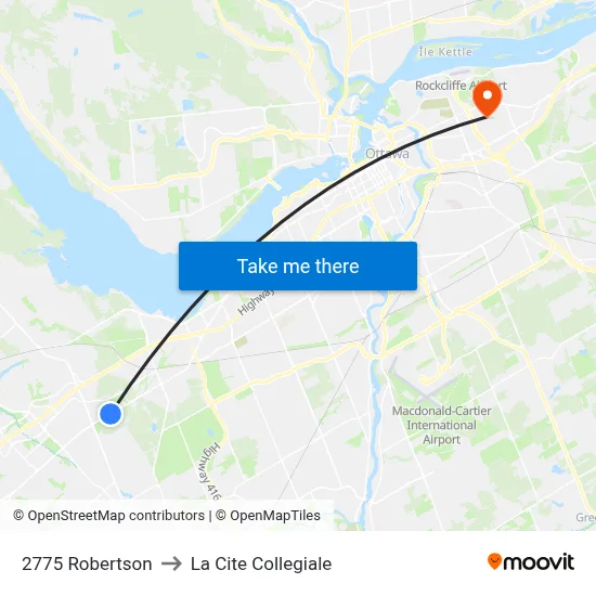 2775 Robertson to La Cite Collegiale map