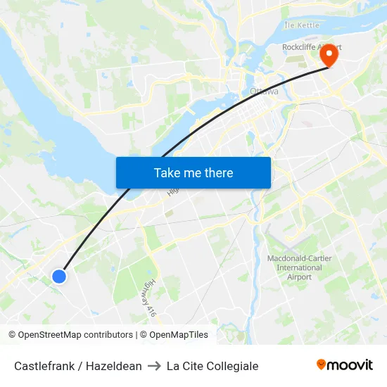 Castlefrank / Hazeldean to La Cite Collegiale map
