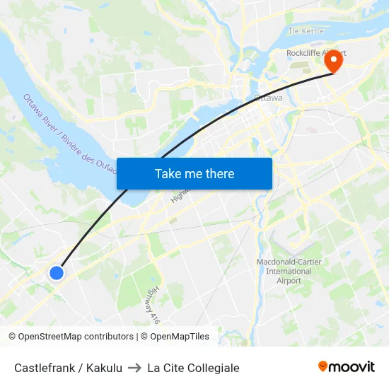Castlefrank / Kakulu to La Cite Collegiale map