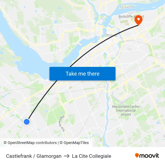 Castlefrank / Glamorgan to La Cite Collegiale map