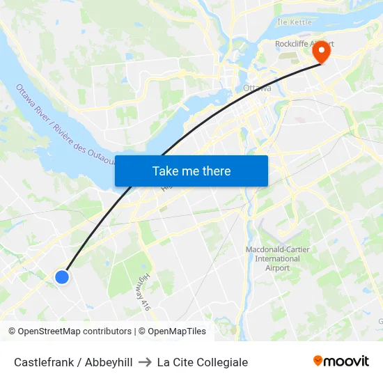 Castlefrank / Abbeyhill to La Cite Collegiale map