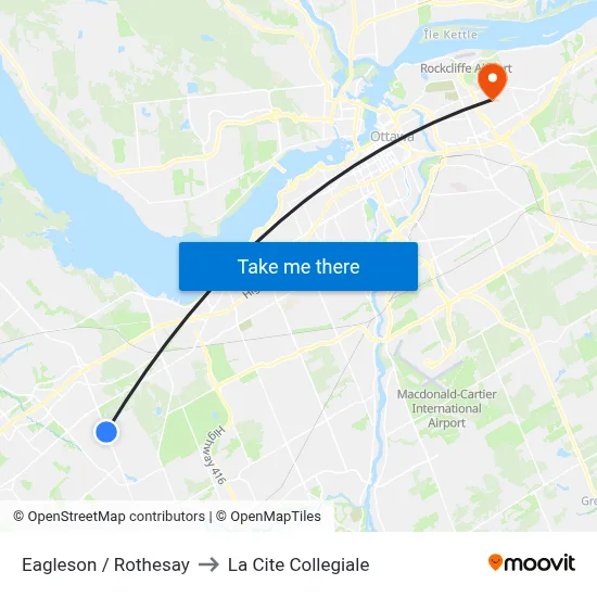Eagleson / Rothesay to La Cite Collegiale map