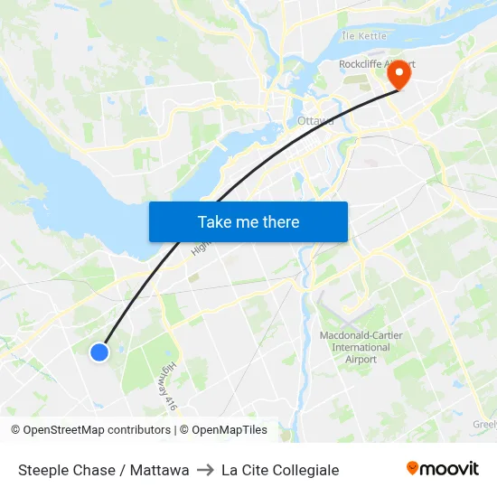 Steeple Chase / Mattawa to La Cite Collegiale map