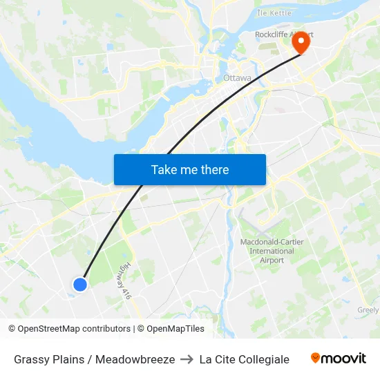 Grassy Plains / Meadowbreeze to La Cite Collegiale map