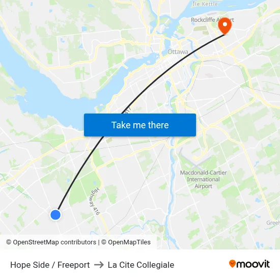Hope Side / Freeport to La Cite Collegiale map