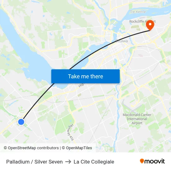 Palladium / Silver Seven to La Cite Collegiale map