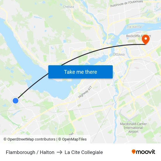 Flamborough / Halton to La Cite Collegiale map