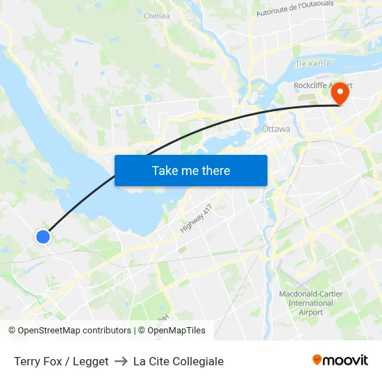 Terry Fox / Legget to La Cite Collegiale map