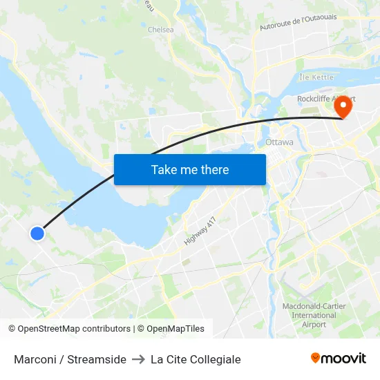 Marconi / Streamside to La Cite Collegiale map