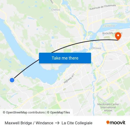 Maxwell Bridge / Windance to La Cite Collegiale map