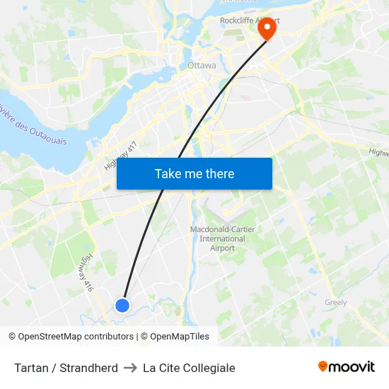 Tartan / Strandherd to La Cite Collegiale map