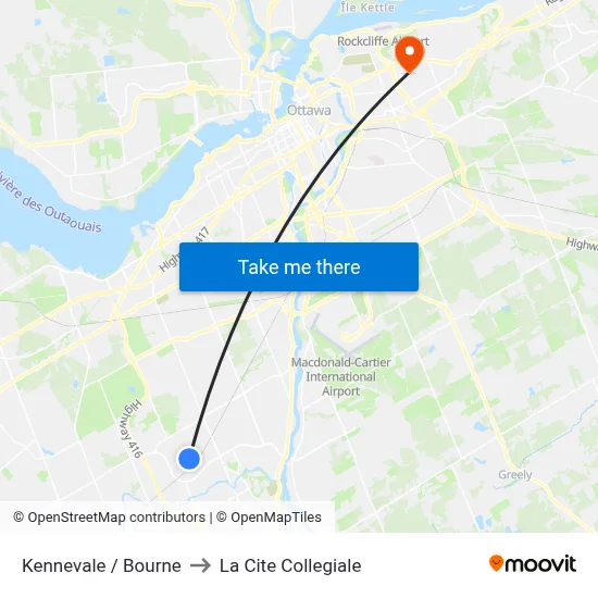 Kennevale / Bourne to La Cite Collegiale map