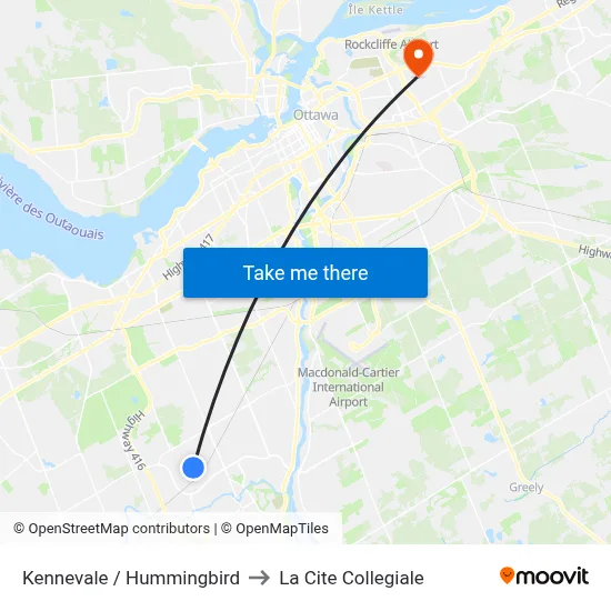 Kennevale / Hummingbird to La Cite Collegiale map