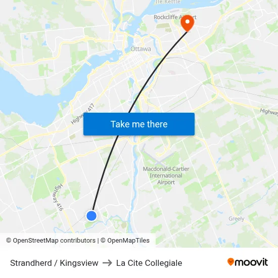 Strandherd / Kingsview to La Cite Collegiale map