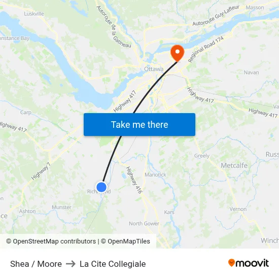Shea / Moore to La Cite Collegiale map