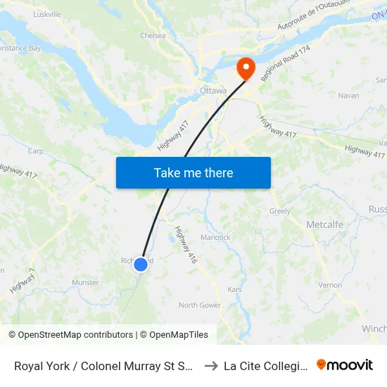 Royal York / Colonel Murray St South to La Cite Collegiale map