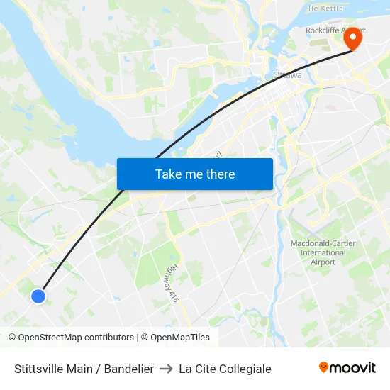 Stittsville Main / Bandelier to La Cite Collegiale map