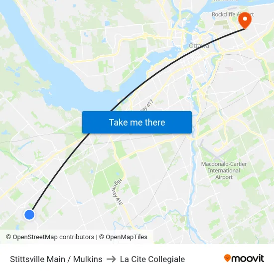 Stittsville Main / Mulkins to La Cite Collegiale map