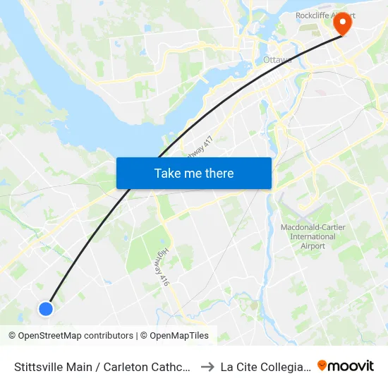 Stittsville Main / Carleton Cathcart to La Cite Collegiale map