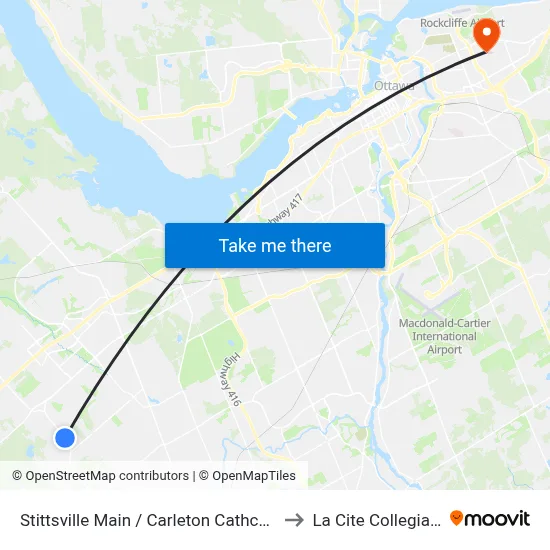 Stittsville Main / Carleton Cathcart to La Cite Collegiale map