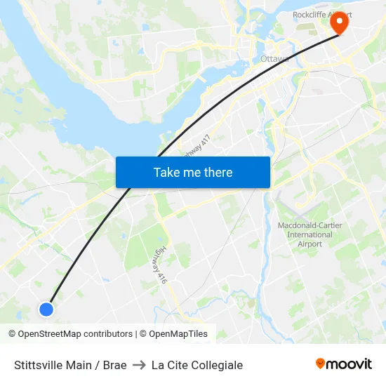 Stittsville Main / Brae to La Cite Collegiale map