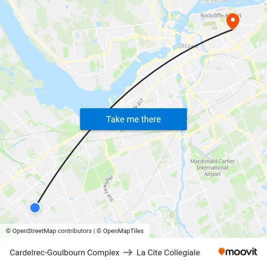 Cardelrec-Goulbourn Complex to La Cite Collegiale map