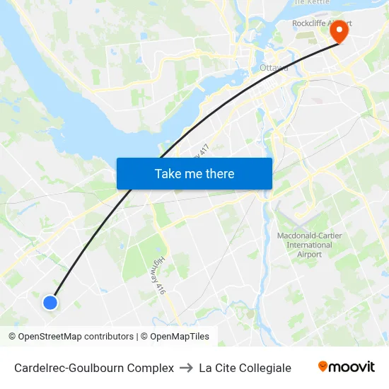 Cardelrec-Goulbourn Complex to La Cite Collegiale map