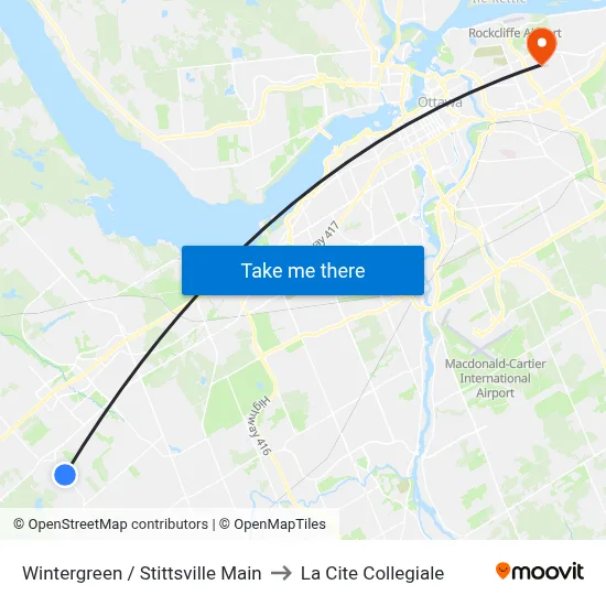 Wintergreen / Stittsville Main to La Cite Collegiale map