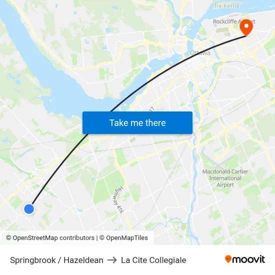 Springbrook / Hazeldean to La Cite Collegiale map