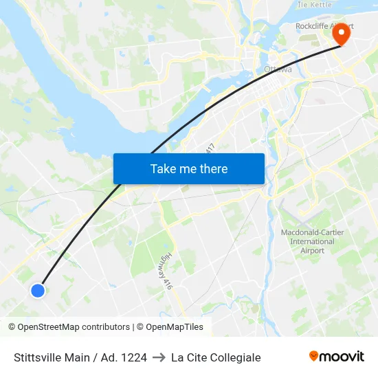 Stittsville Main / Ad. 1224 to La Cite Collegiale map