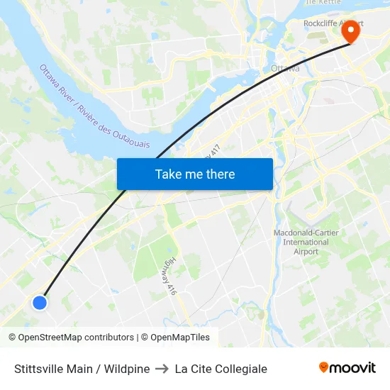 Stittsville Main / Wildpine to La Cite Collegiale map
