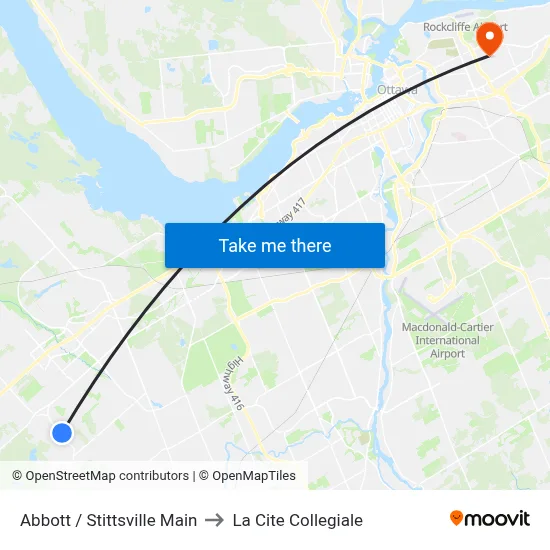 Abbott / Stittsville Main to La Cite Collegiale map