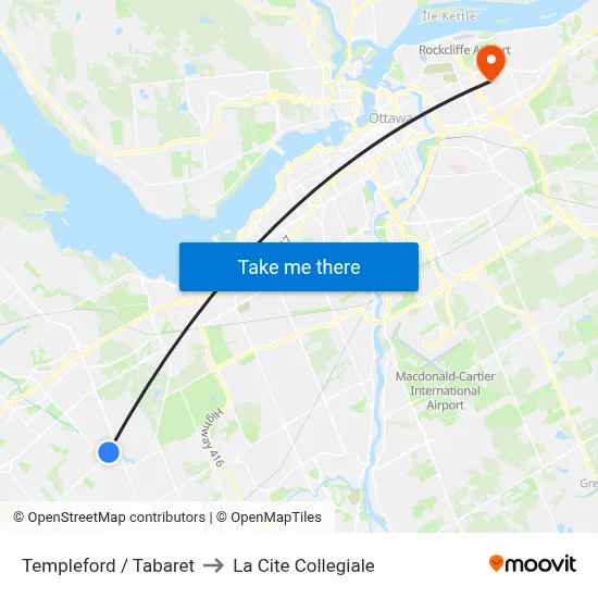 Templeford / Tabaret to La Cite Collegiale map