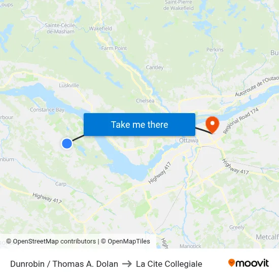 Dunrobin / Thomas A. Dolan to La Cite Collegiale map
