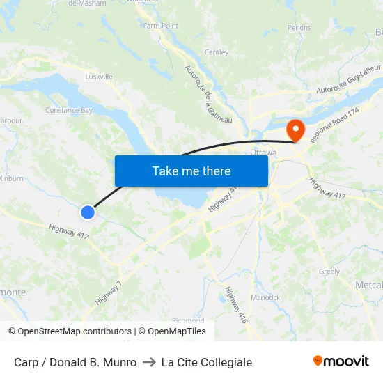 Carp / Donald B. Munro to La Cite Collegiale map