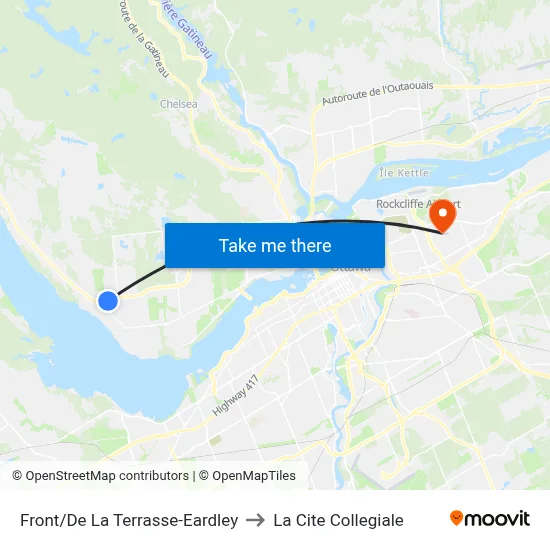 Front/De La Terrasse-Eardley to La Cite Collegiale map