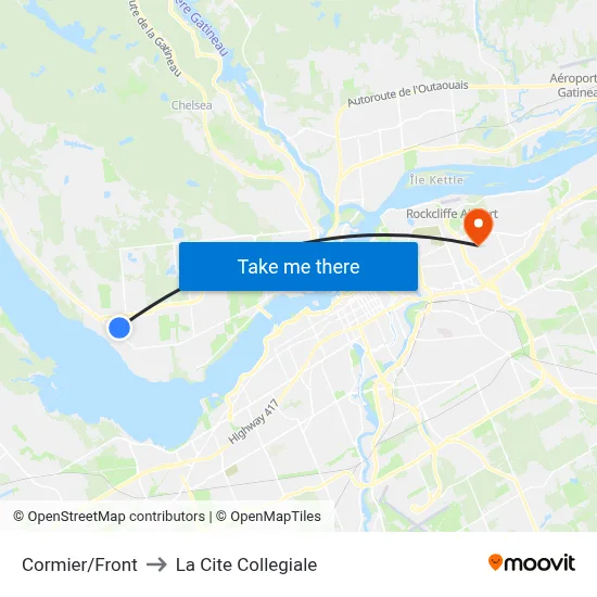 Cormier/Front to La Cite Collegiale map